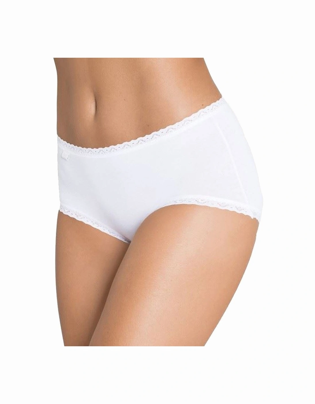 24/7 3-Pack Cotton Lace Midi Brief, White