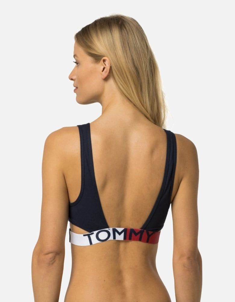 Flag Cotton Bralette, Navy