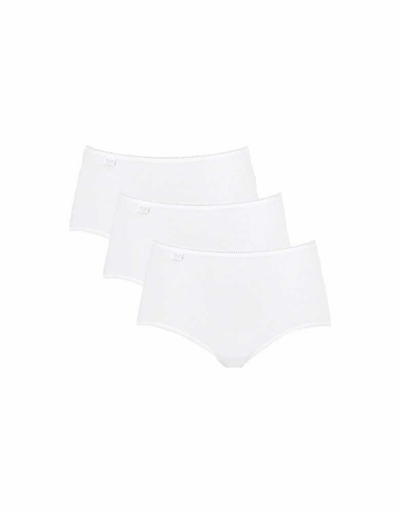 24/7 3-Pack Cotton Lace Midi Brief, White