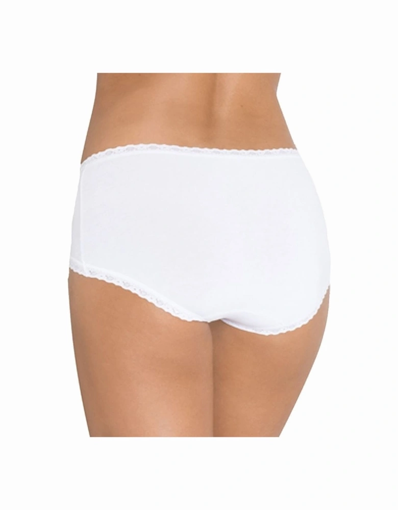 24/7 3-Pack Cotton Lace Midi Brief, White