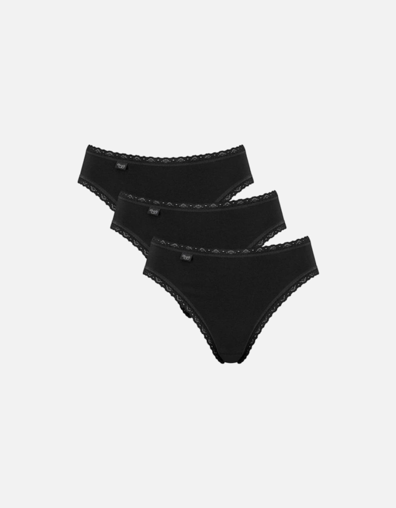 24/7 3-Pack Cotton Lace Tai Brief, Black