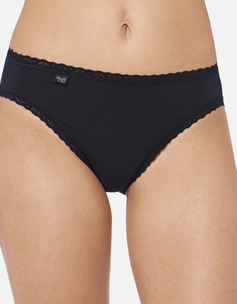 24/7 3-Pack Cotton Lace Tai Brief, Black