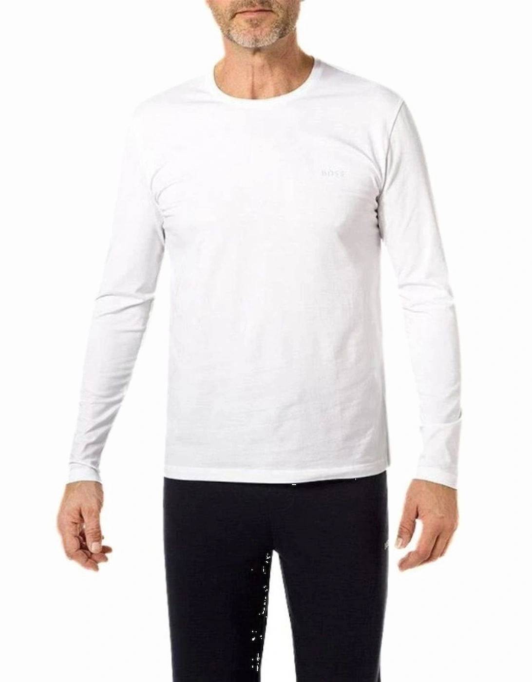 Luxe Jersey Long-Sleeve Loungewear T-Shirt, White