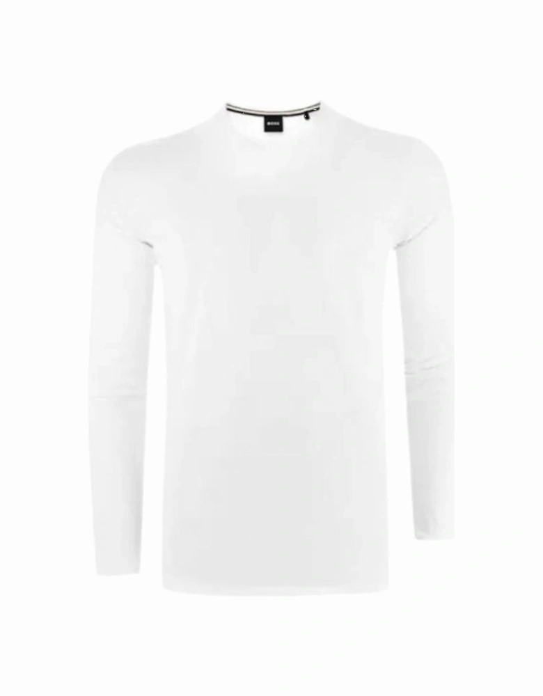 Luxe Jersey Long-Sleeve Loungewear T-Shirt, White