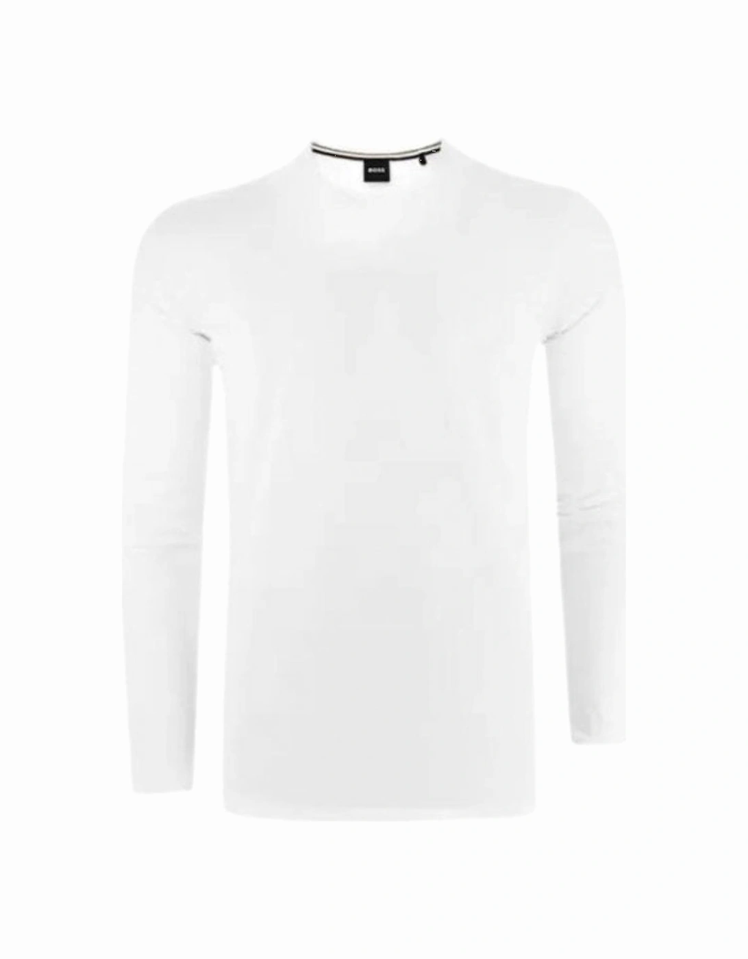 Luxe Jersey Long-Sleeve Loungewear T-Shirt, White