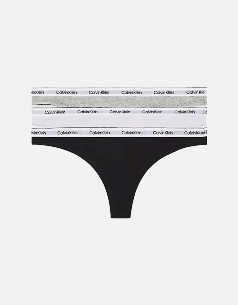 3-Pack Modern Logo Thongs, Black/White/Grey