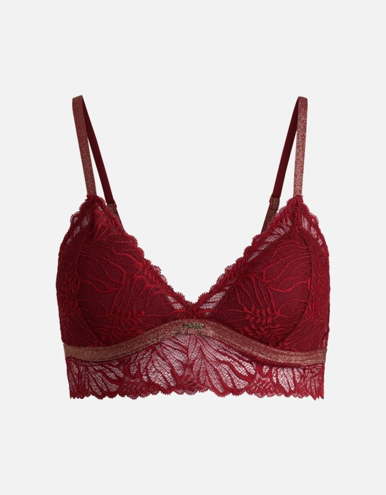 Bianca Lace Triangle Bra, Burgundy Red