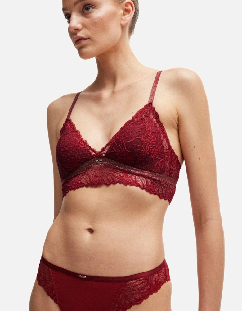 Bianca Lace Triangle Bra, Burgundy Red