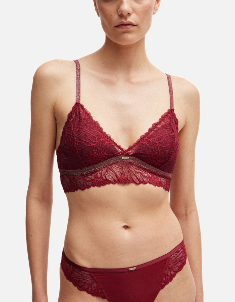 Bianca Lace Triangle Bra, Burgundy Red