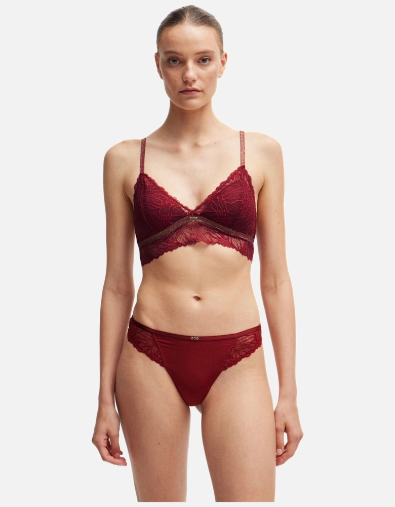 Bianca Lace Triangle Bra, Burgundy Red