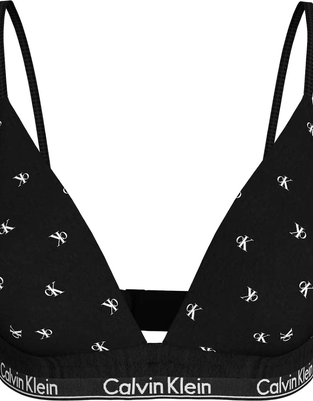 Calvin Klein Women's Women Diamond Logo Print Lightly Lined Triangle Bra, Black - Size: XS