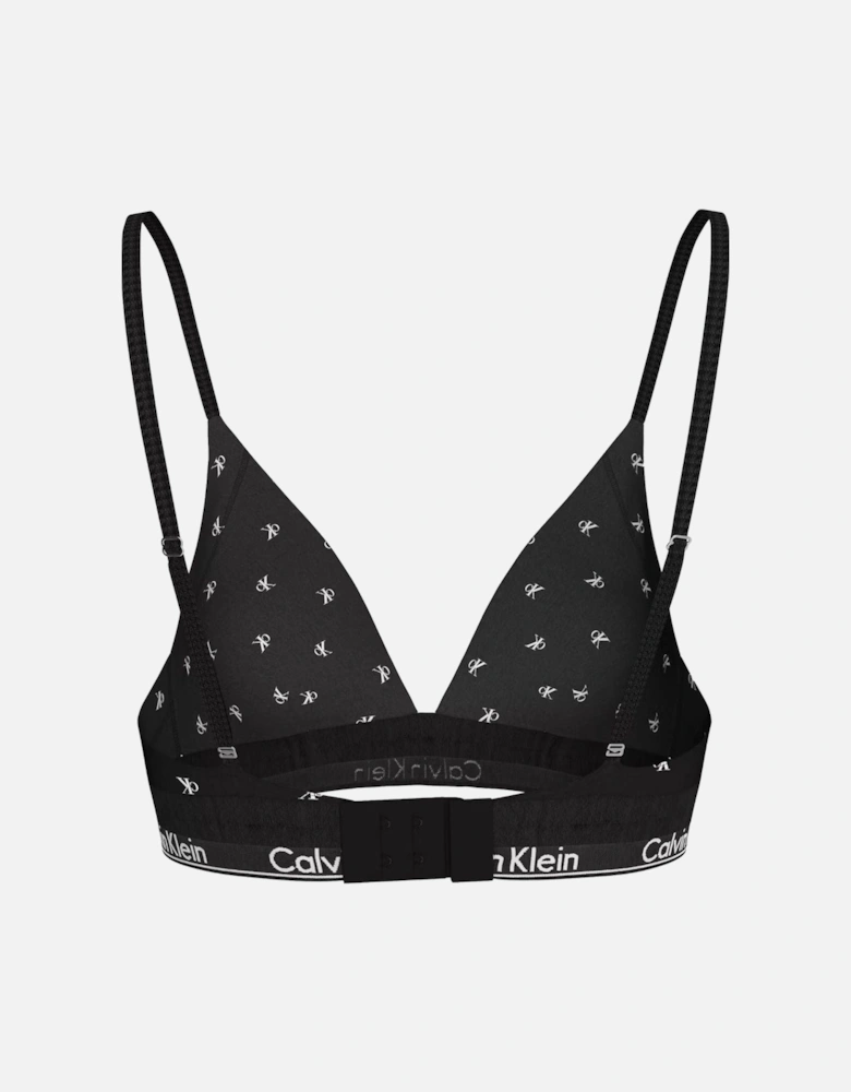 Women Diamond Logo Print Lightly Lined Triangle Bra, Black