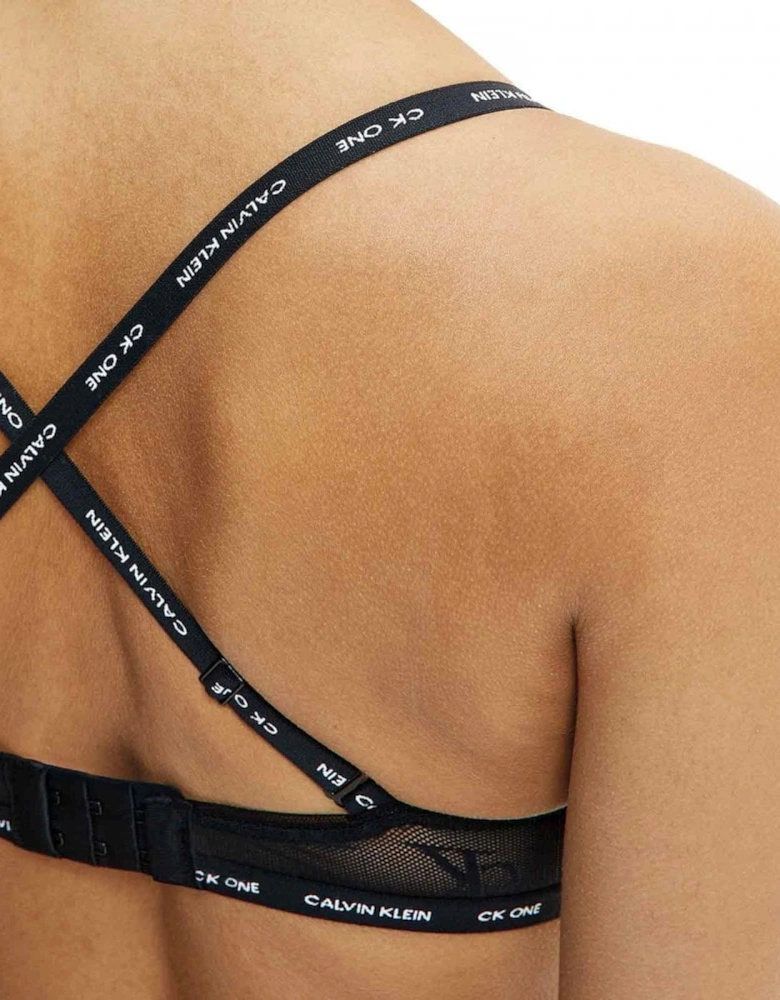 CK One Logo Mesh Bralette, Black