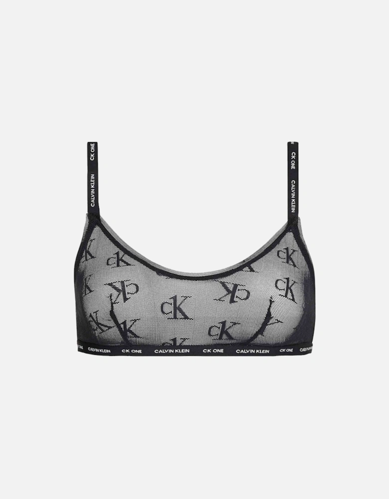 CK One Logo Mesh Bralette, Black