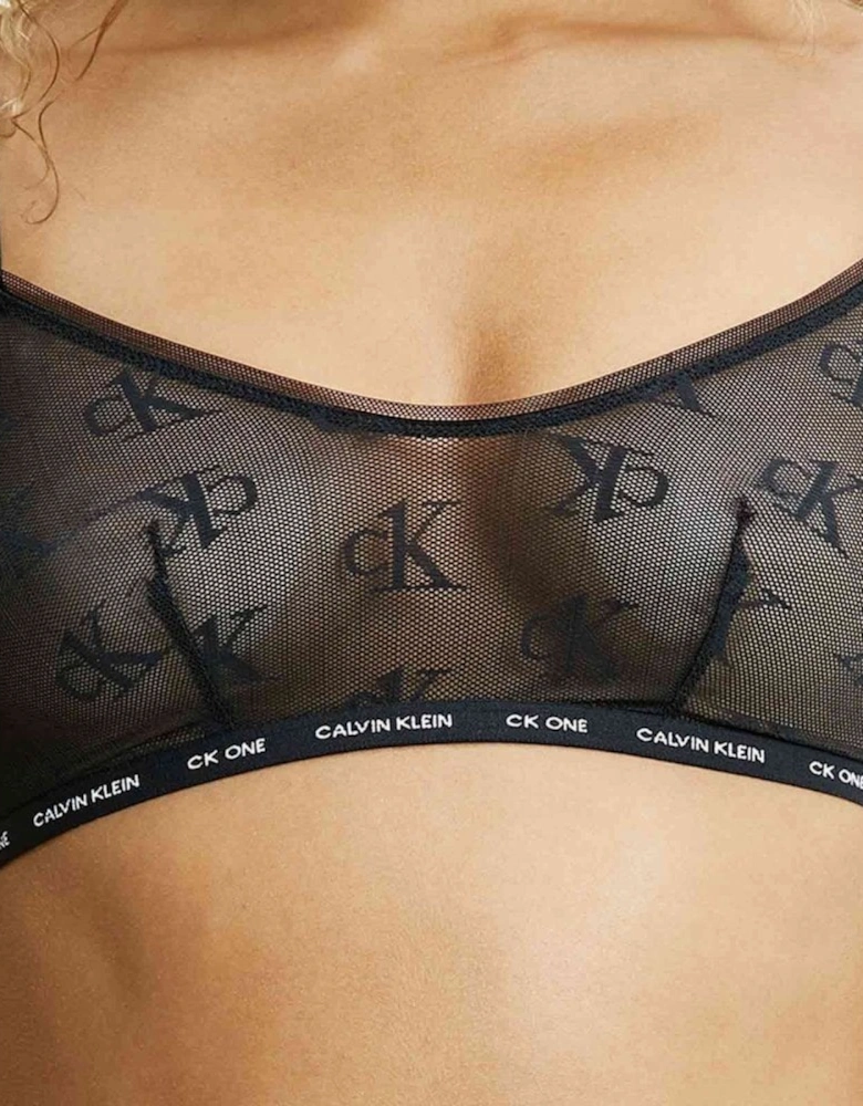 CK One Logo Mesh Bralette, Black