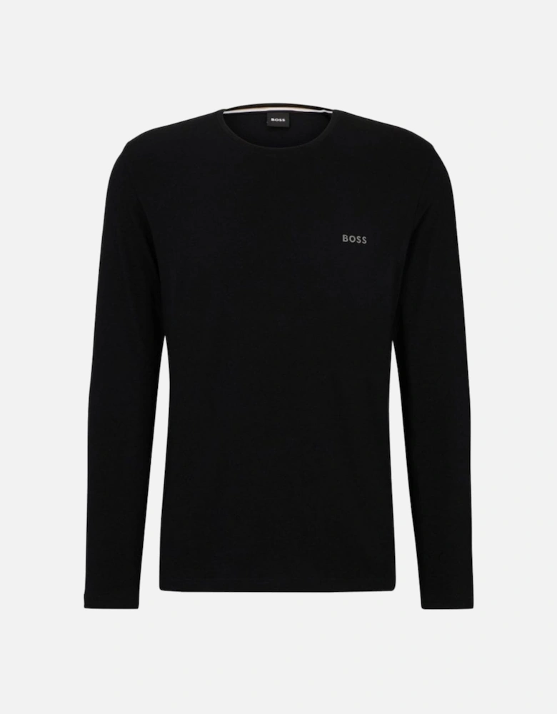 Luxe Jersey Long-Sleeve Loungewear T-Shirt, Black