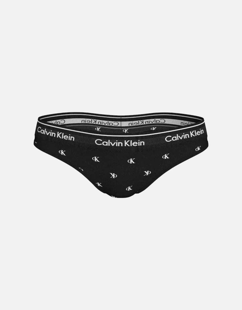 Women Diamond Logo Print Thong, Black