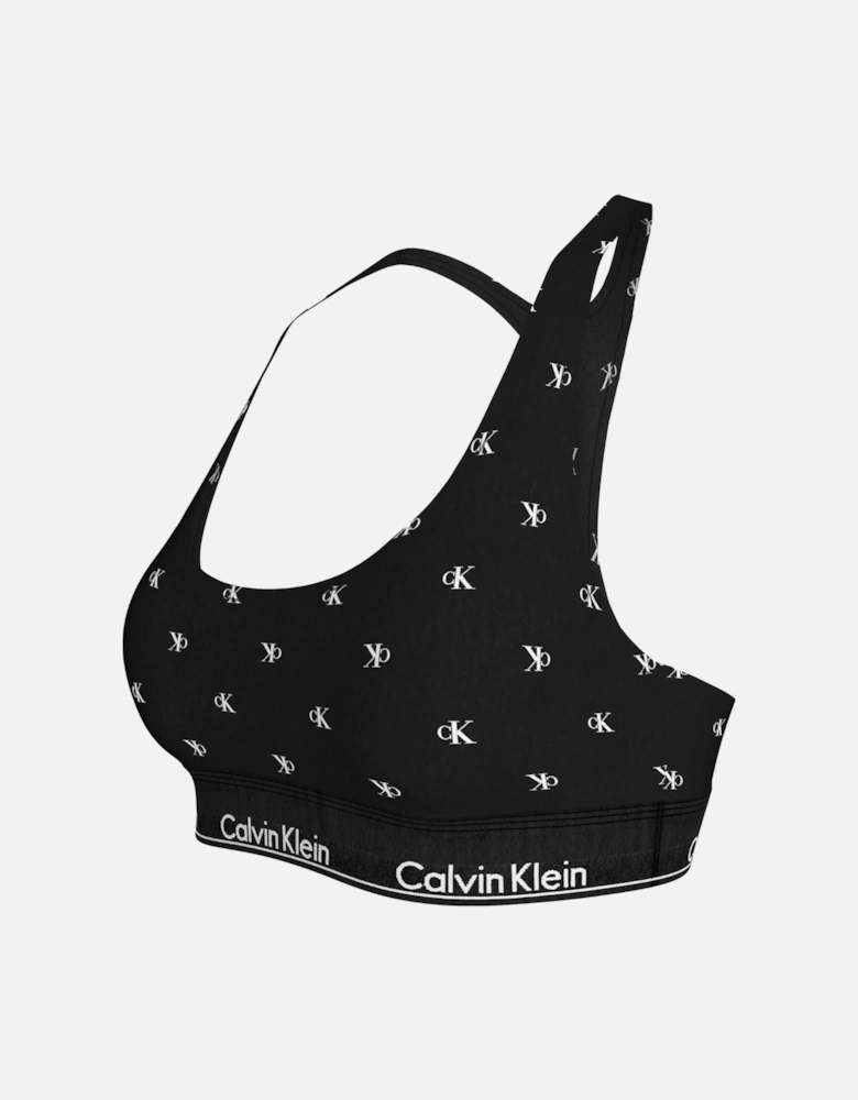 Women Diamond Logo Print Unlined Bralette, Black