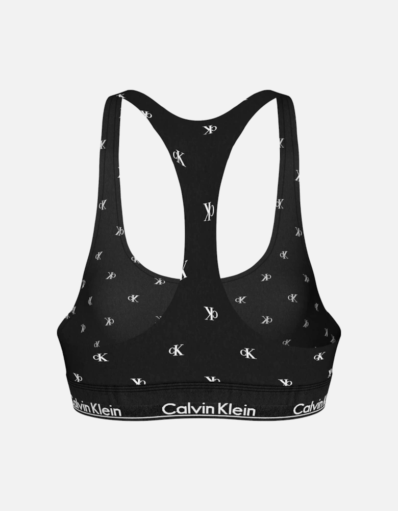 Women Diamond Logo Print Unlined Bralette, Black