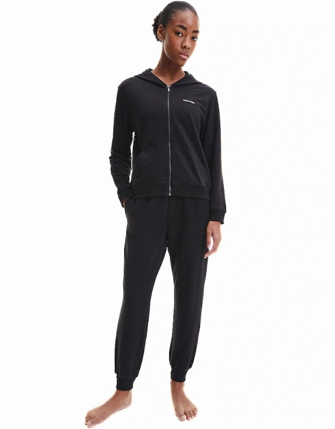 Women Modern Cotton Zip-Thru Track Jacket, Black