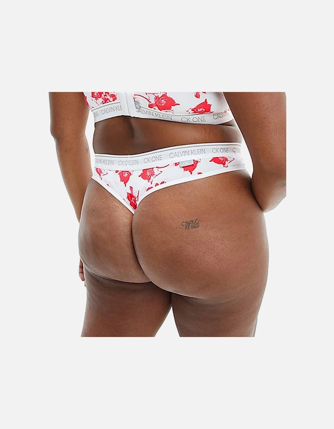 CK One Plus Size Thong, Lilium Print/Strawberry Shake