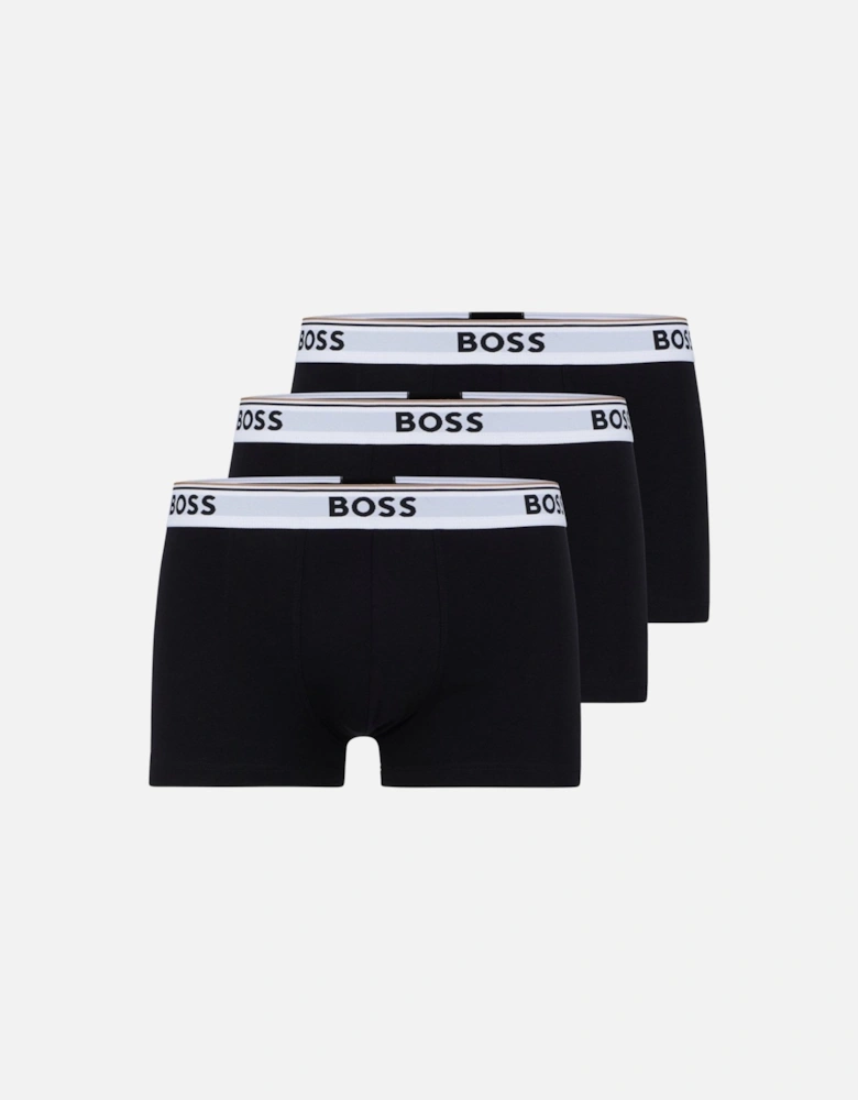 3-Pack Power Logo Boxer Trunks, Black/white