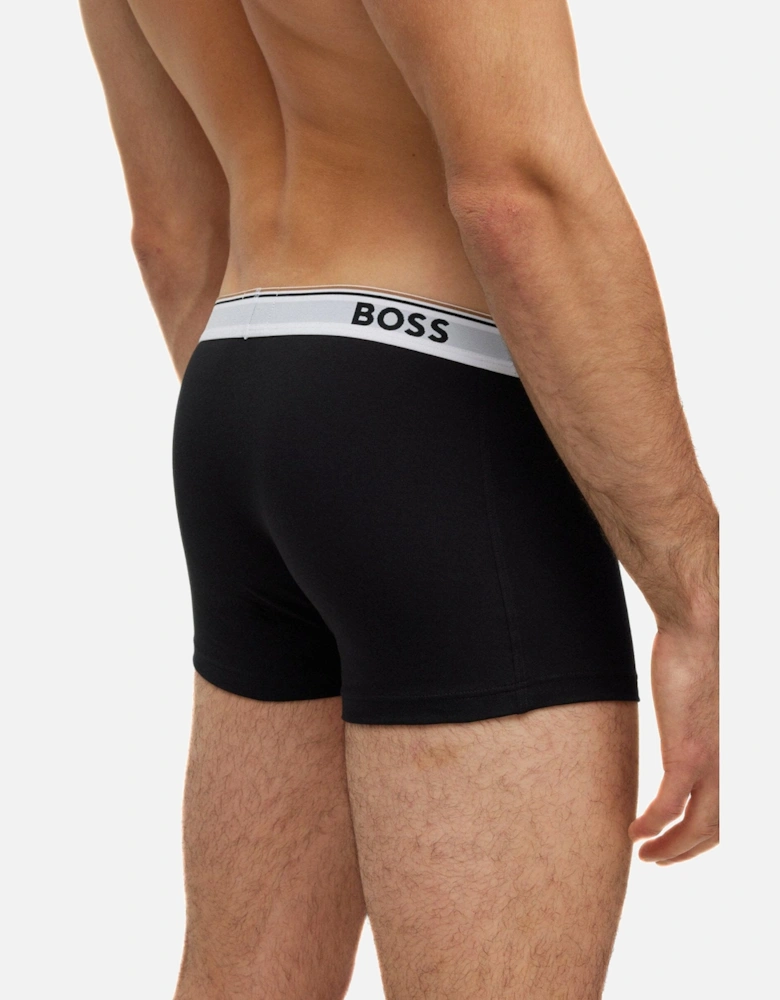 3-Pack Power Logo Boxer Trunks, Black/white