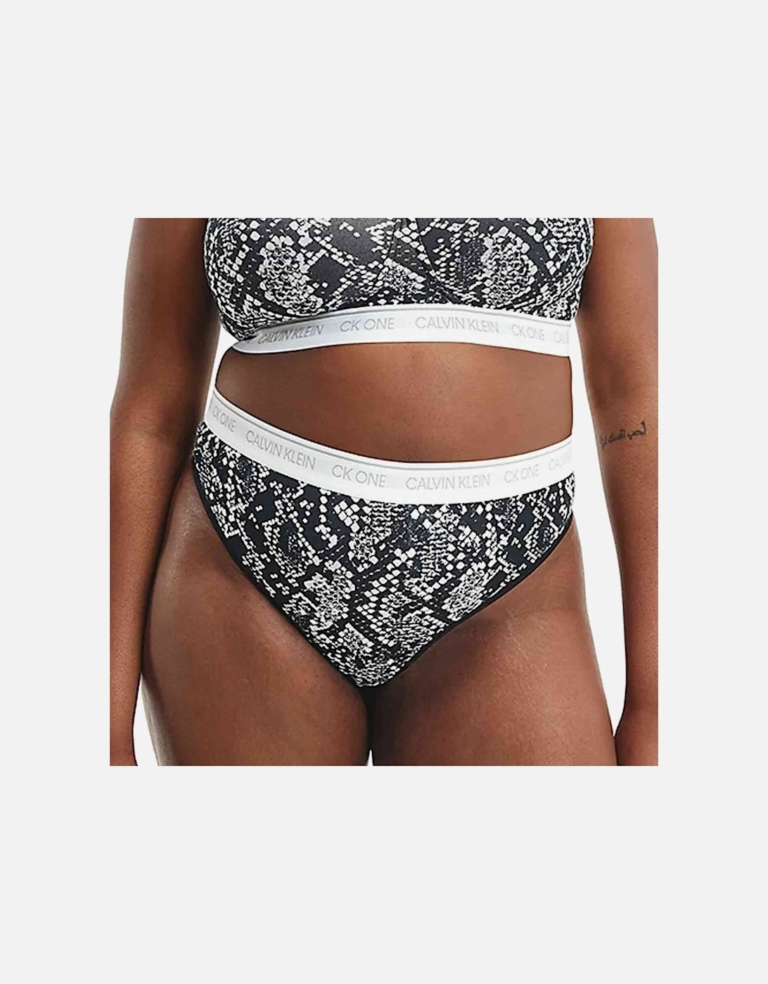 CK One Plus Size Thong, Rattlesnake Print/Black