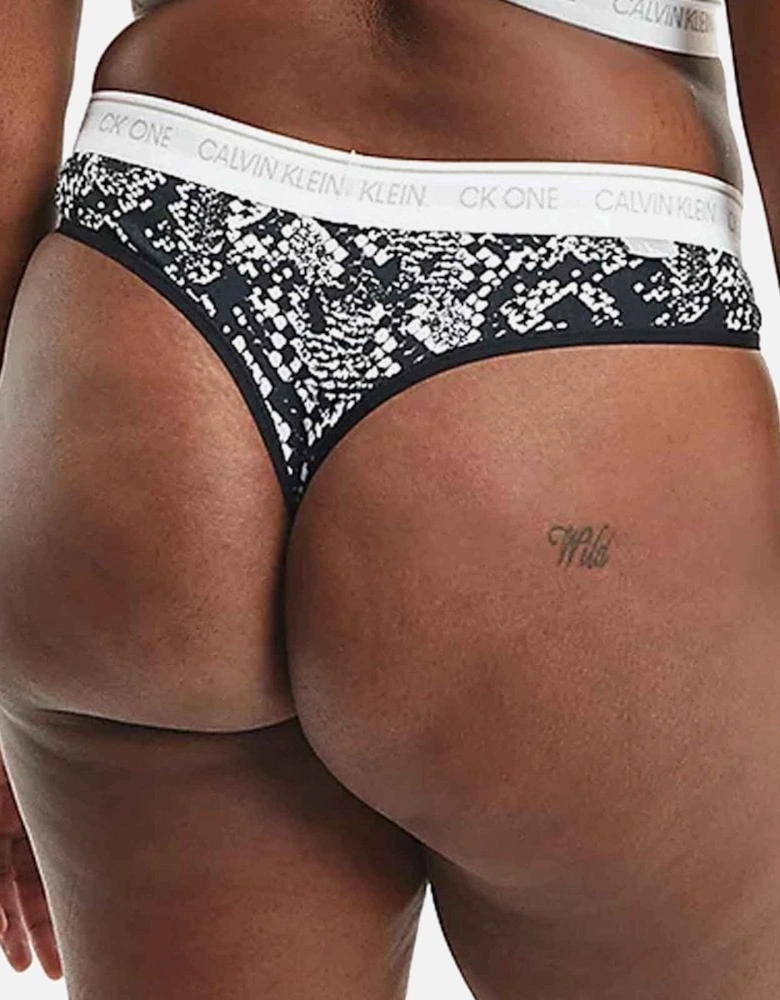 CK One Plus Size Thong, Rattlesnake Print/Black