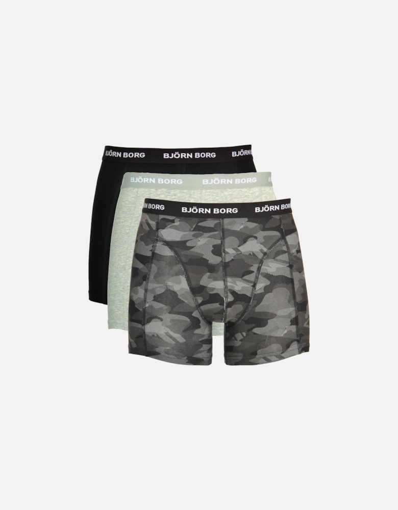 3 Pack Shadeline Shorts, Black / Camo Print / Grey