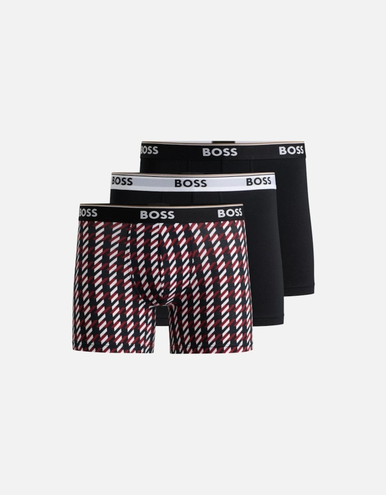 3-Pack Power Logo Geo Stripe Boxer Briefs, Black/burgundy