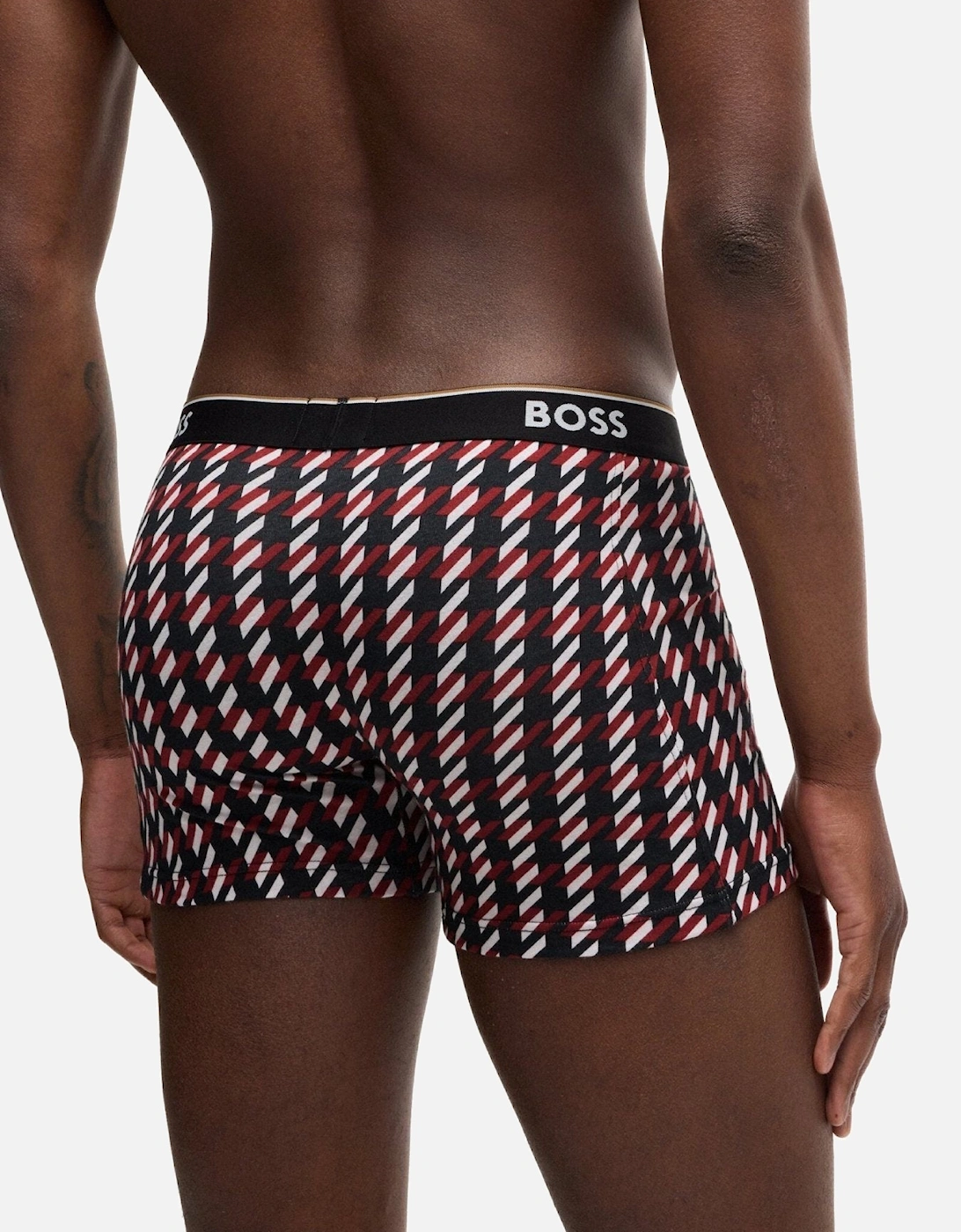 3-Pack Power Logo Geo Stripe Boxer Briefs, Black/burgundy