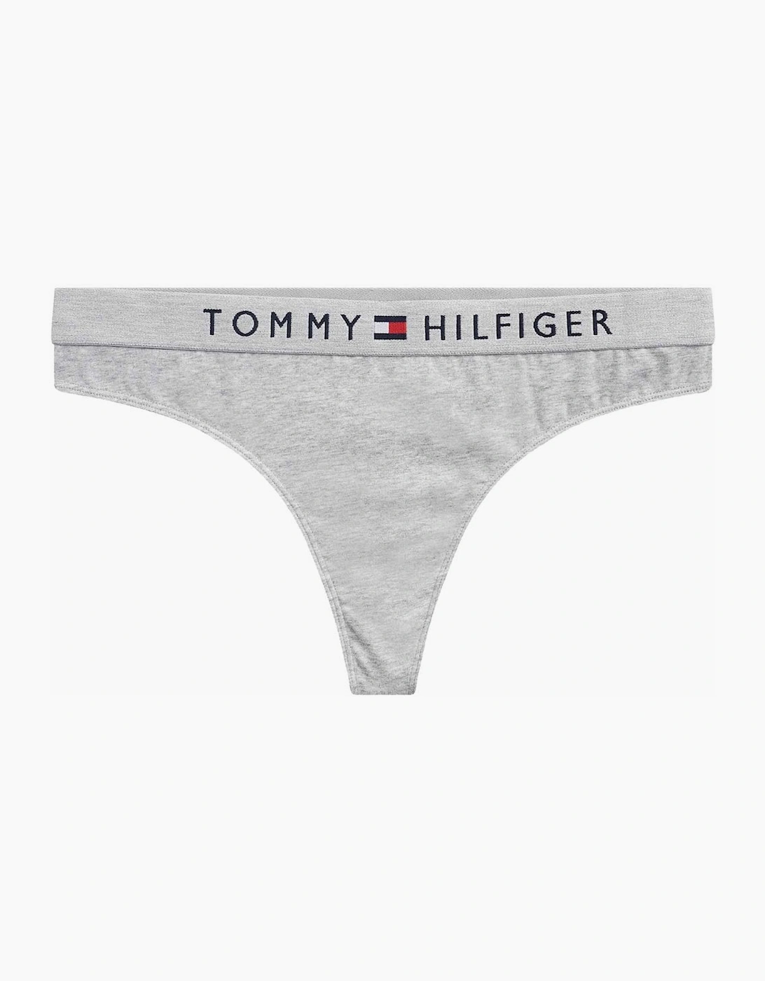 Tommy Hilfiger Women's Original Logo Thong, Grey - Size: 10