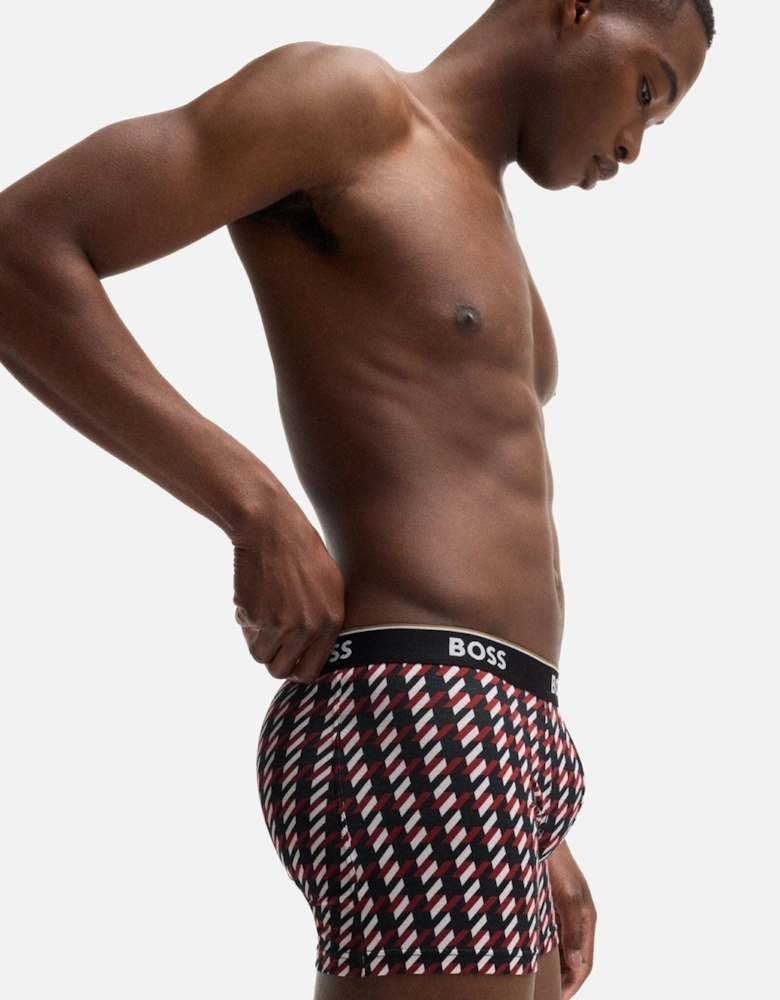 3-Pack Power Logo Geo Stripe Boxer Briefs, Black/burgundy