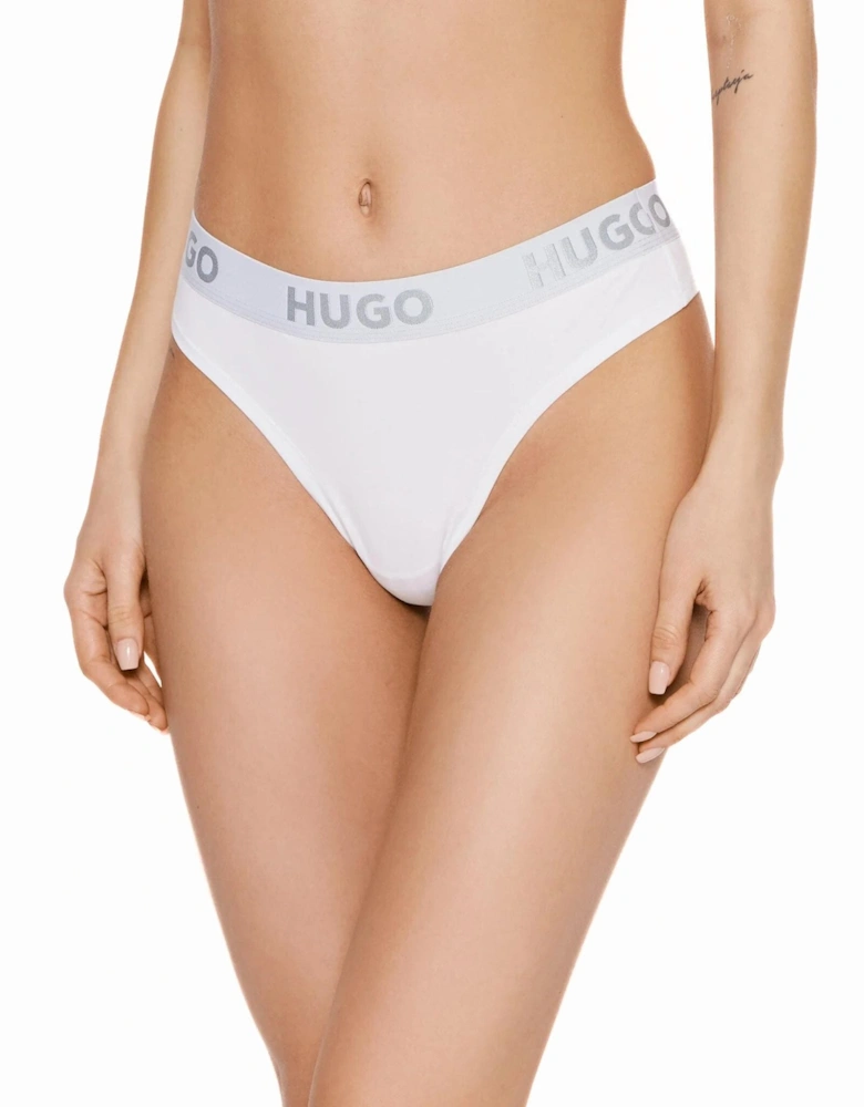 Sporty Logo Thong, White