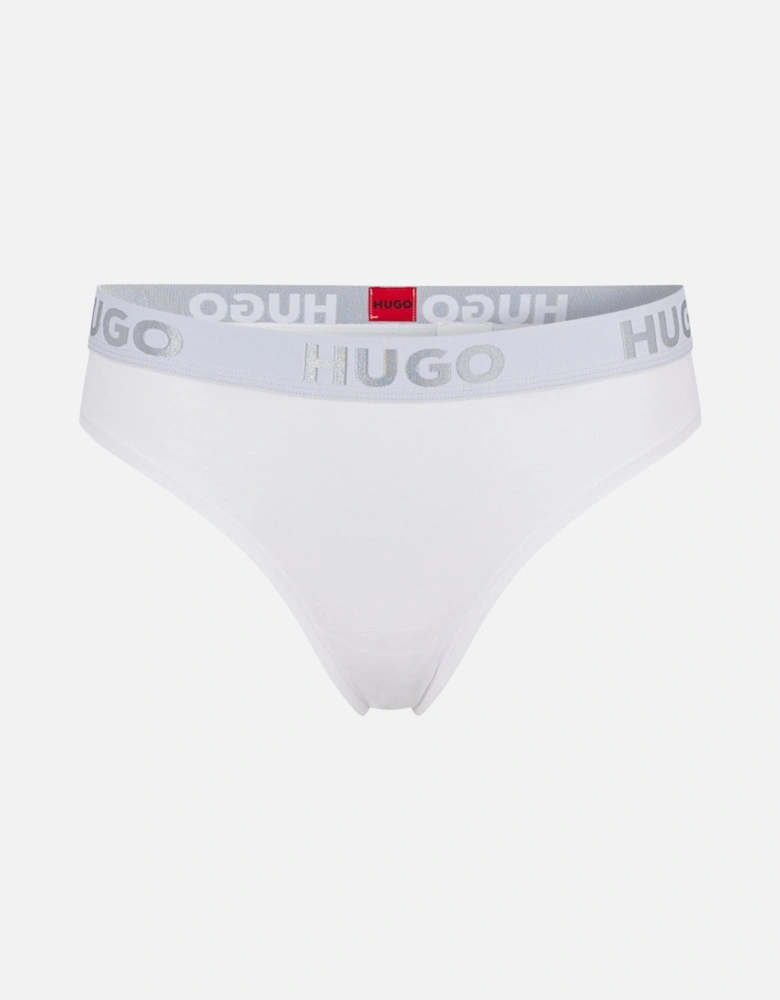 Sporty Logo Thong, White