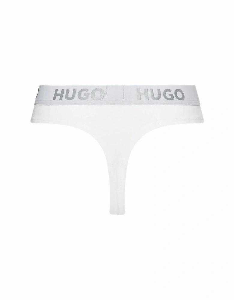 Sporty Logo Thong, White