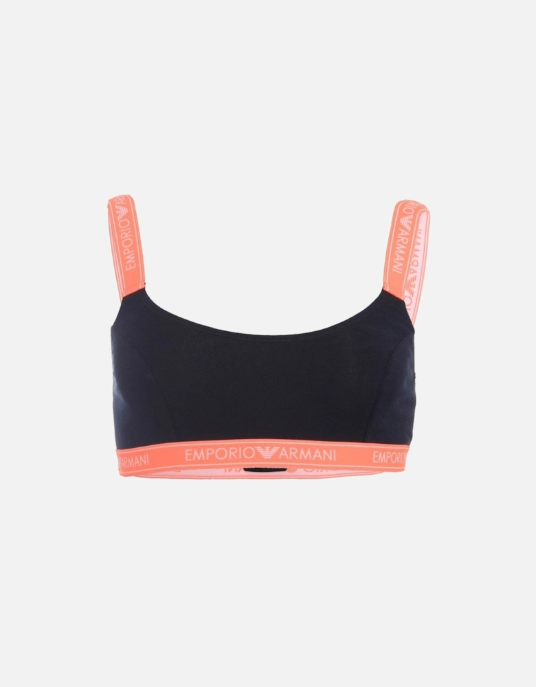 Iconic Logo Band Stretch Cotton Bralette, Dark Navy with Contrast Band