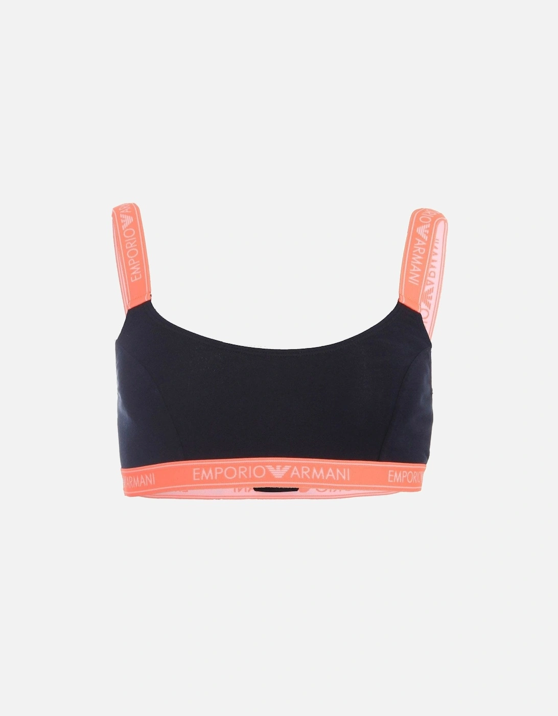 Iconic Logo Band Stretch Cotton Bralette, Dark Navy with Contrast Band, 3 of 2