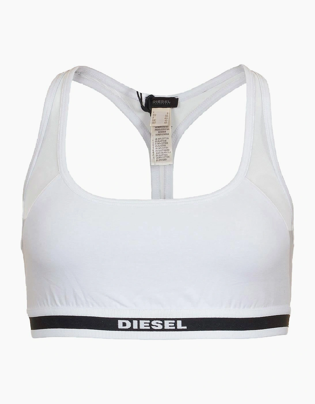 Diesel Women's MILEY Cotton Stretch Mesh Bralette, White - Size: 10/8