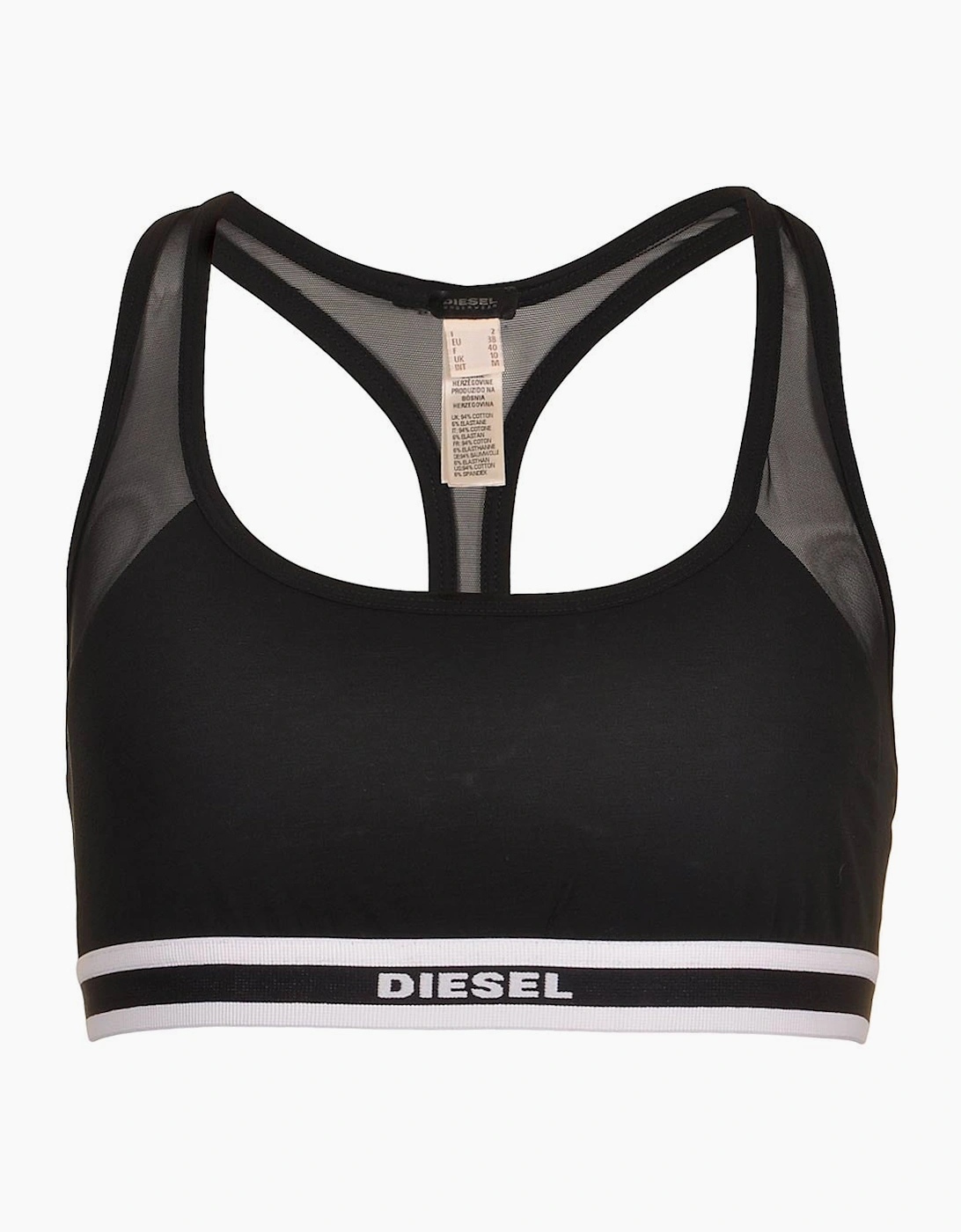 Diesel Women's Black Miley Cotton Stretch Mesh Bralette,  10/8 S