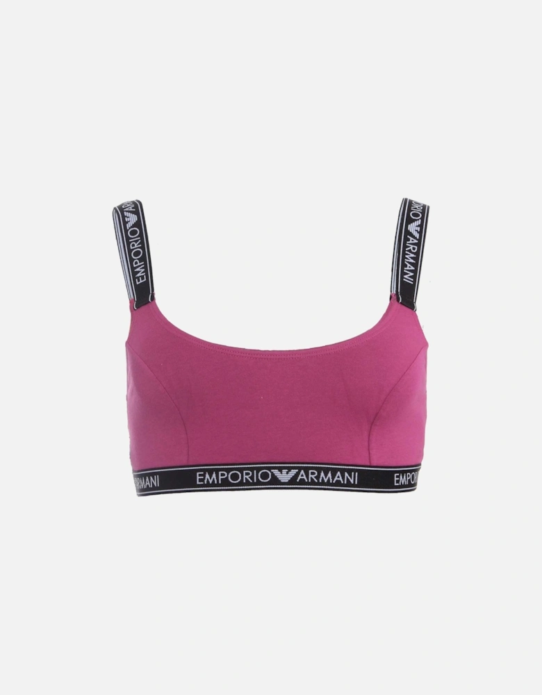 Iconic Logo Band Stretch Cotton Bralette, Purple with Black