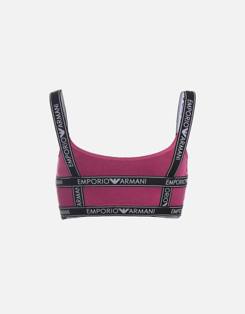 Iconic Logo Band Stretch Cotton Bralette, Purple with Black