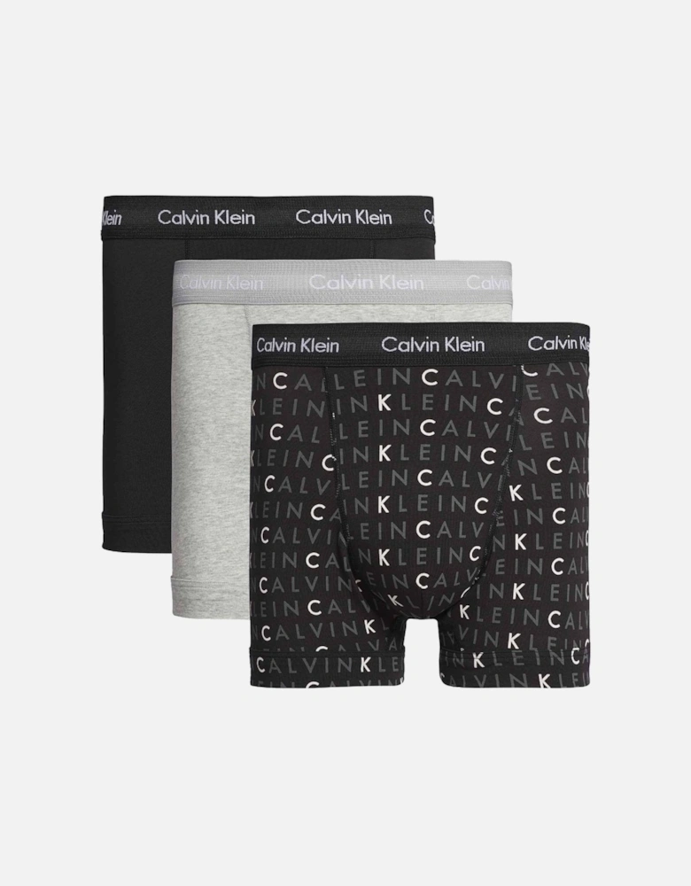 3-Pack Boxer Trunks, Black / Grey Heather / Subdued Logo