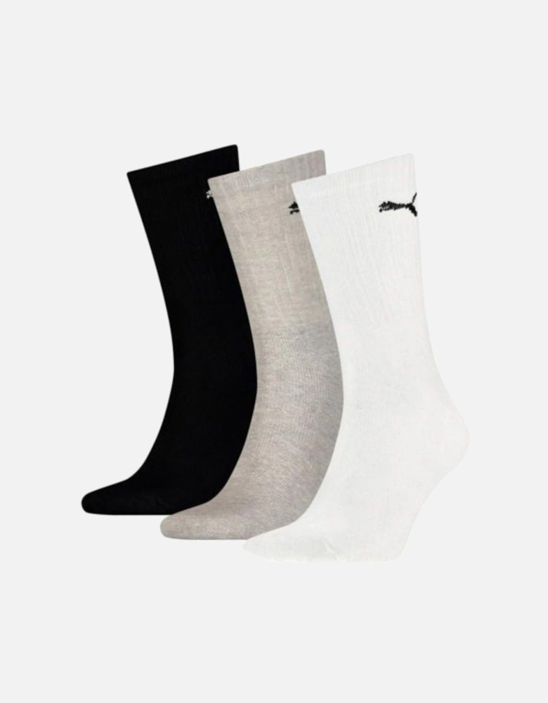 3-Pack Sports Socks, Black/White/Grey