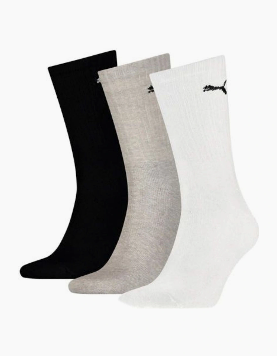 Puma Men's 3-Pack Sports Socks, Black/White/Grey - Size: 7.5/8/5/5.5/6/6.5/7
