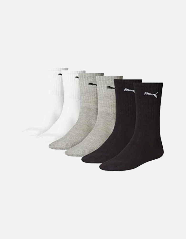 3-Pack Sports Socks, Black/White/Grey