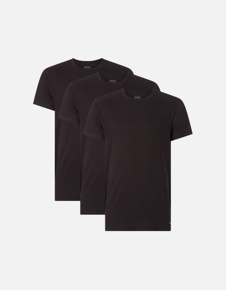 3-Pack Pure Cotton Crew-Neck T-Shirts, Black