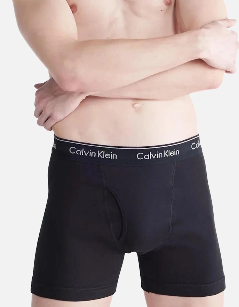 3-Pack Pure Cotton Keyhole Boxer Briefs, Black