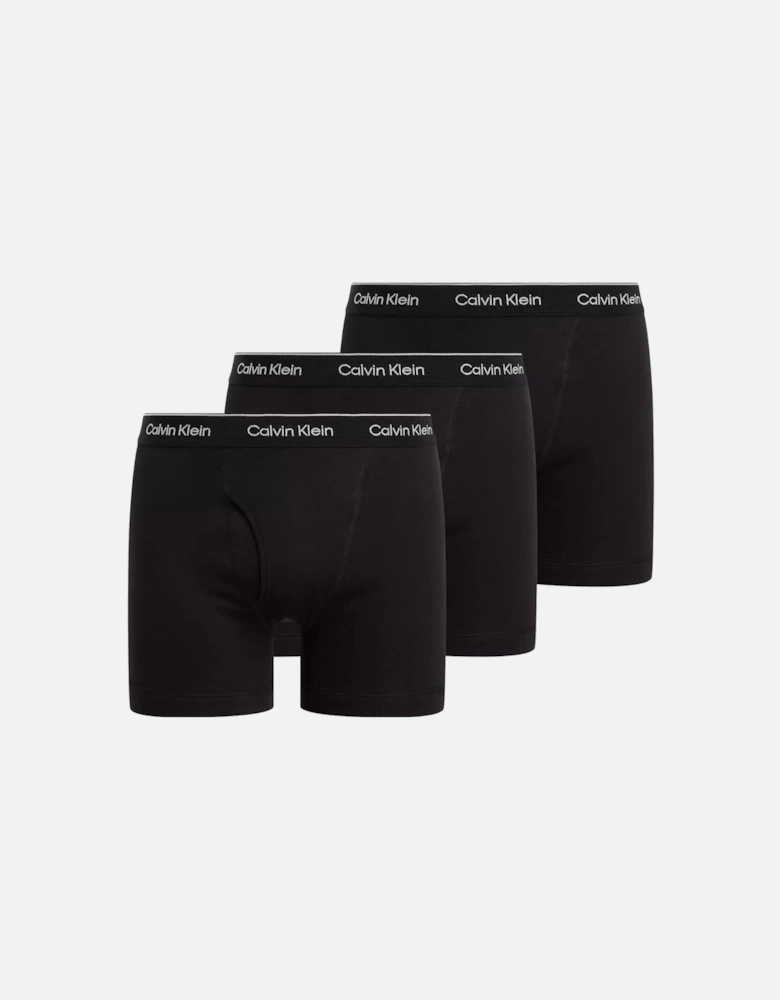 3-Pack Pure Cotton Keyhole Boxer Briefs, Black